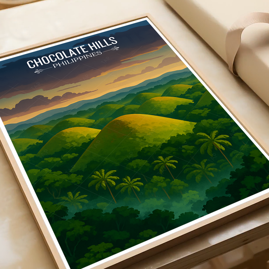 Chocolate Hills - Philippines - Travel Wall Art Deco Poster Print - Art Print - Travel Art Poster