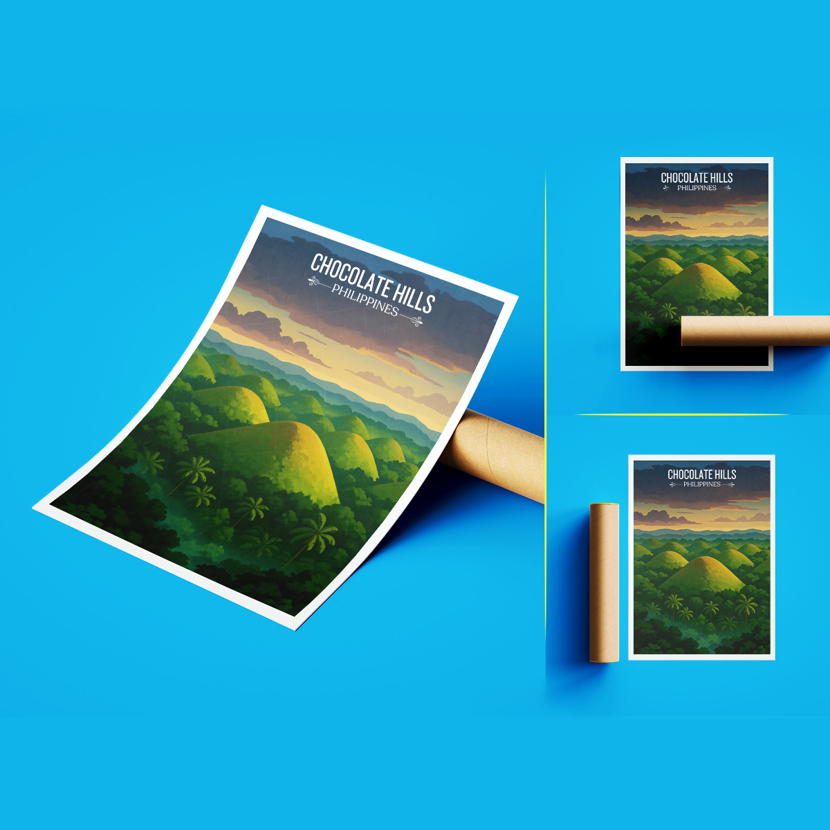 Chocolate Hills - Philippines - Travel Wall Art Deco Poster Print - Art Print - Travel Art Poster
