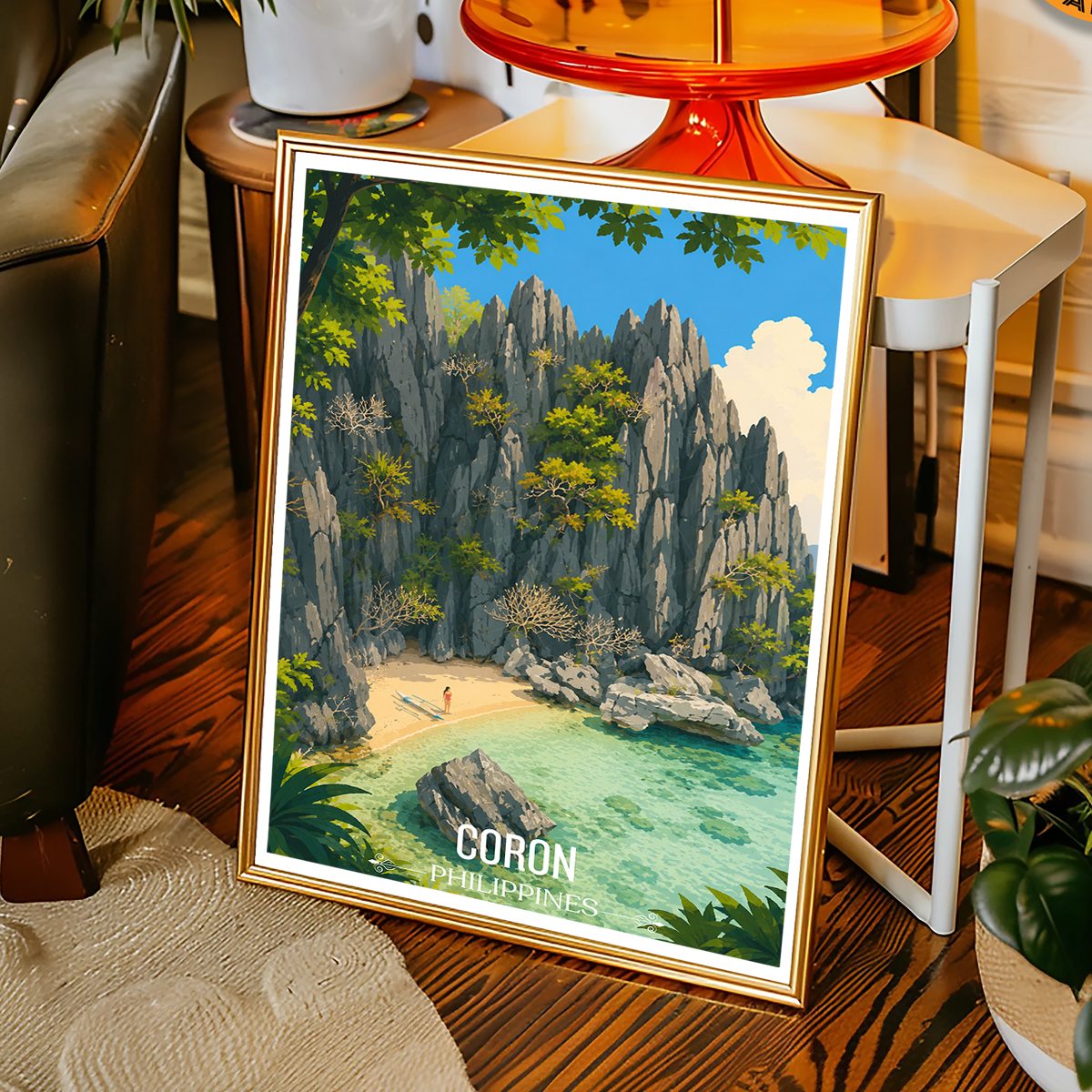 Coron - Philippines - Travel Wall Art Deco Poster Print - Art Print - Travel Art Poster