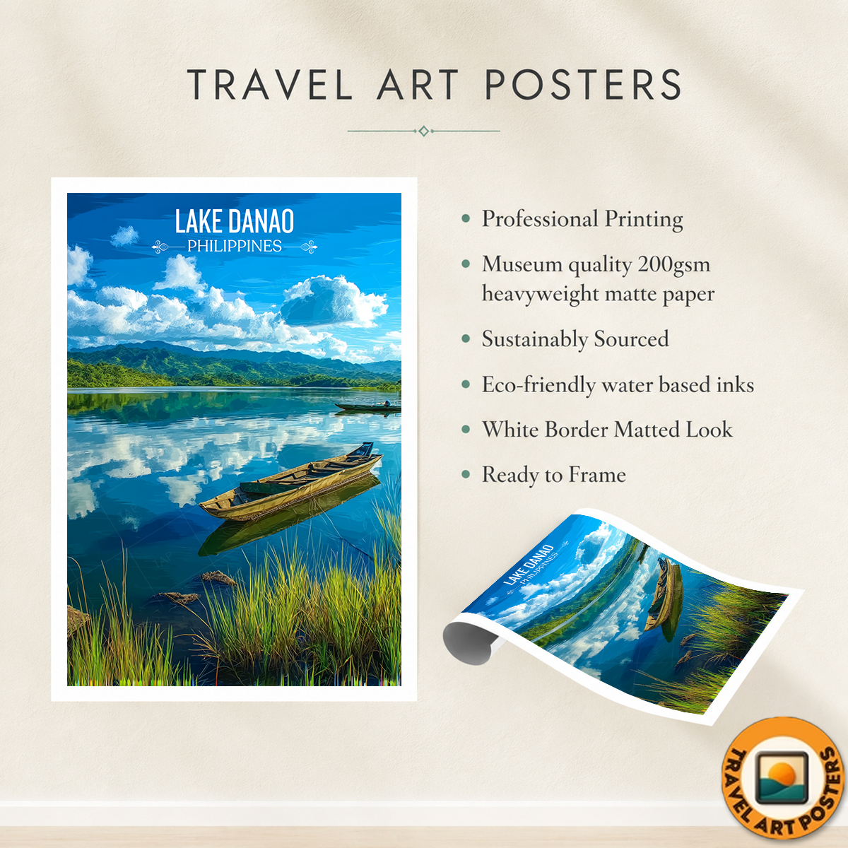 Lake Danao - Philippines - Travel Wall Art Deco Poster Print - Art Print - Travel Art Poster