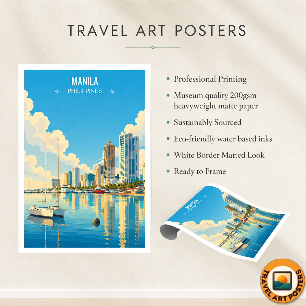 Manila - Philippines - Travel Wall Art Deco Poster Print - Art Print - Travel Art Poster