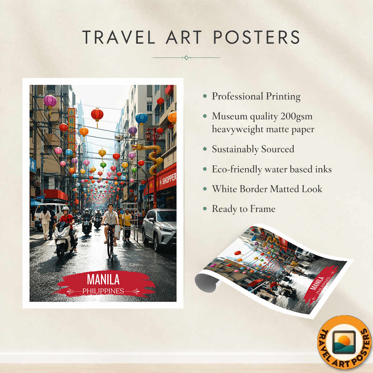 Manila - Philippines - Travel Wall Art Deco Poster Print - Art Print - Travel Art Poster