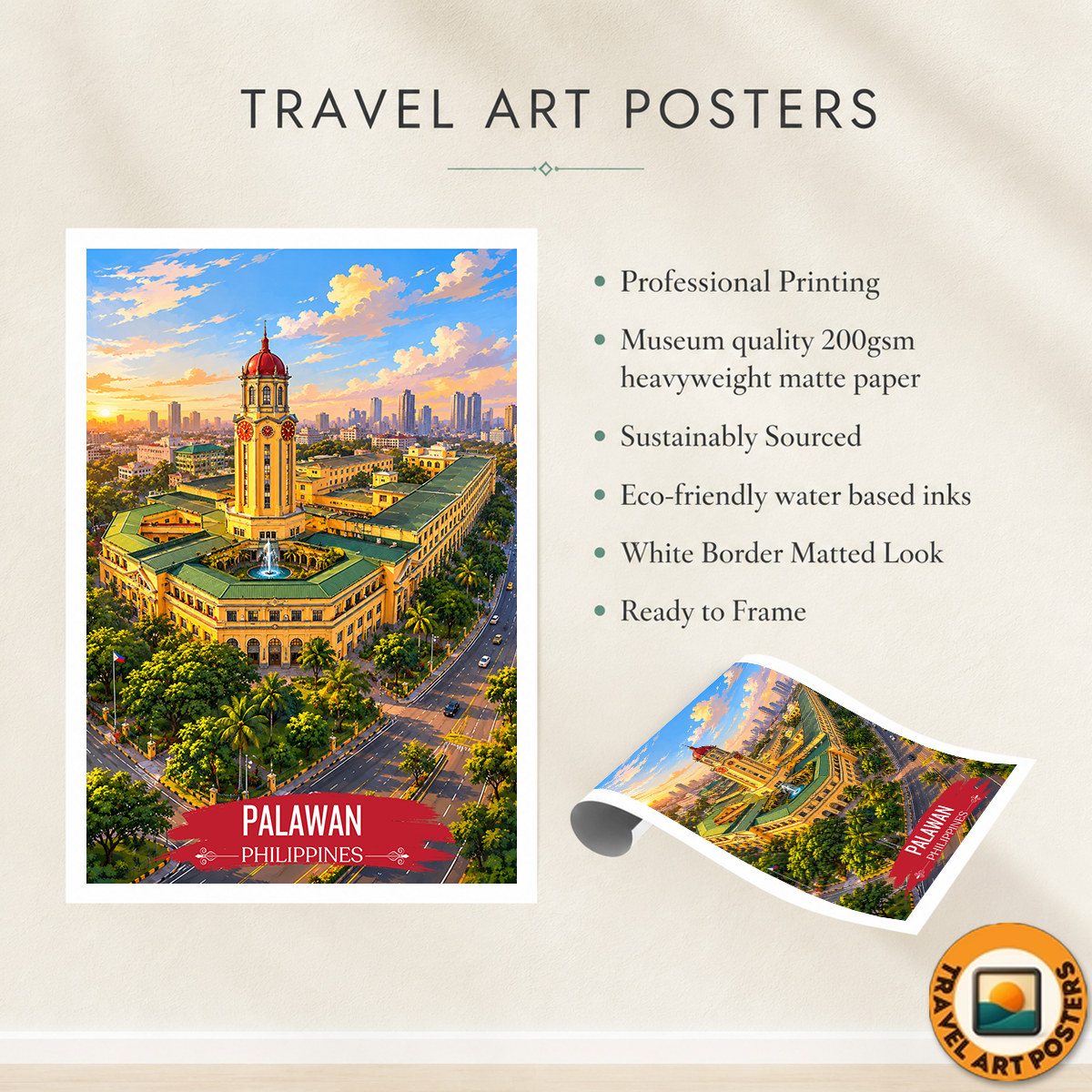 Palawan - Philippines - Travel Wall Art Deco Poster Print - Art Print - Travel Art Poster