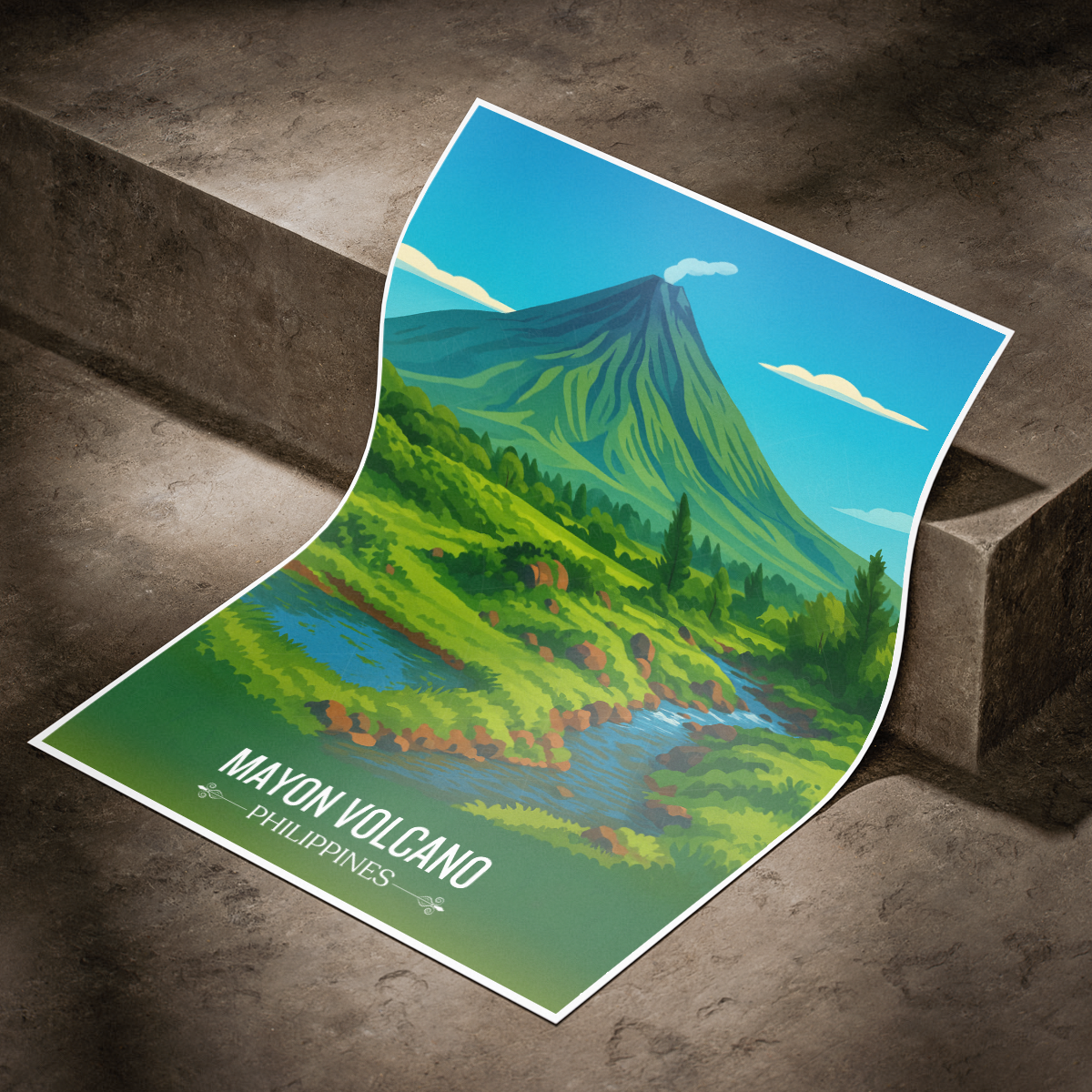Mayon Volcano - Philippines - Travel Wall Art Deco Poster Print - Art Print - Travel Art Poster