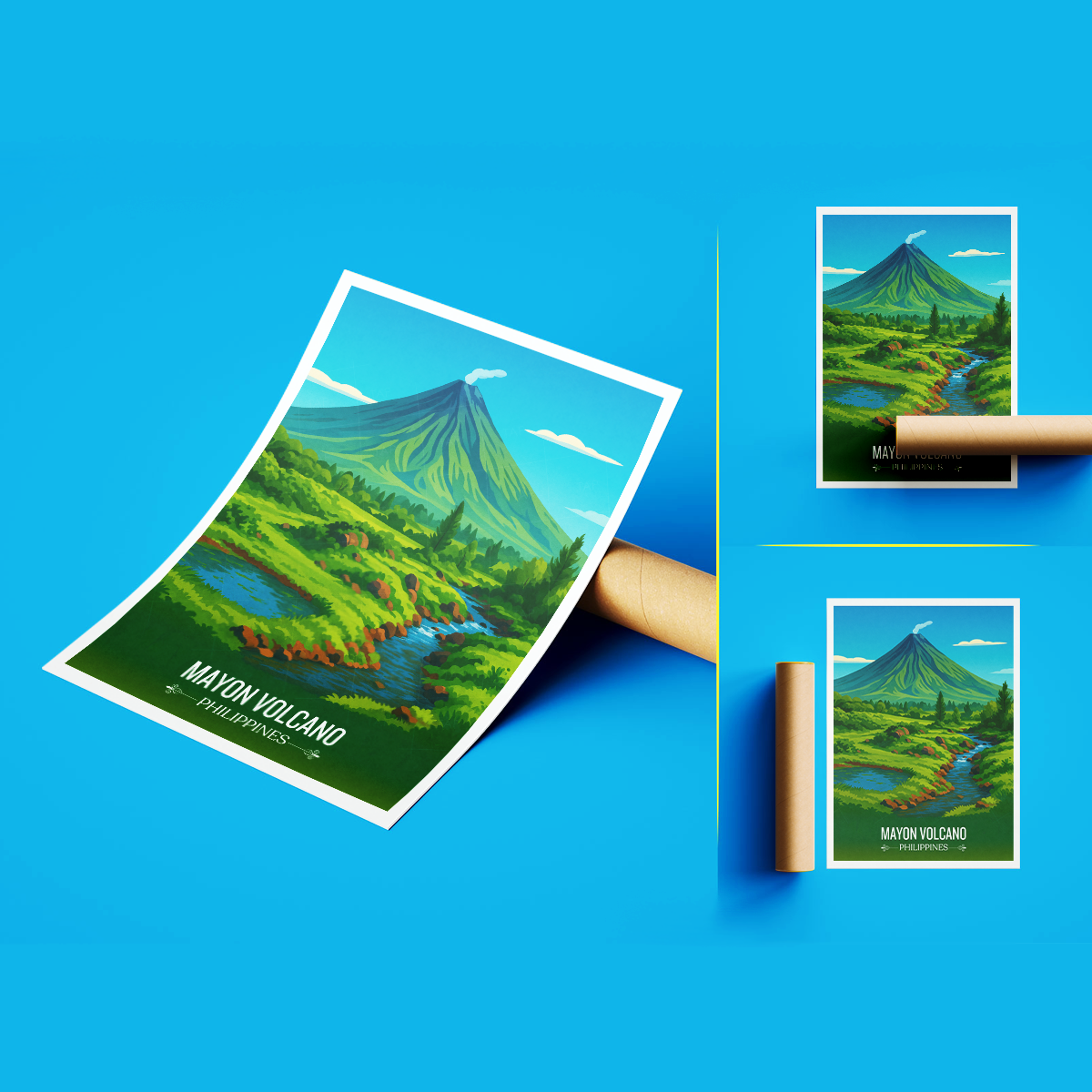 Mayon Volcano - Philippines - Travel Wall Art Deco Poster Print - Art Print - Travel Art Poster
