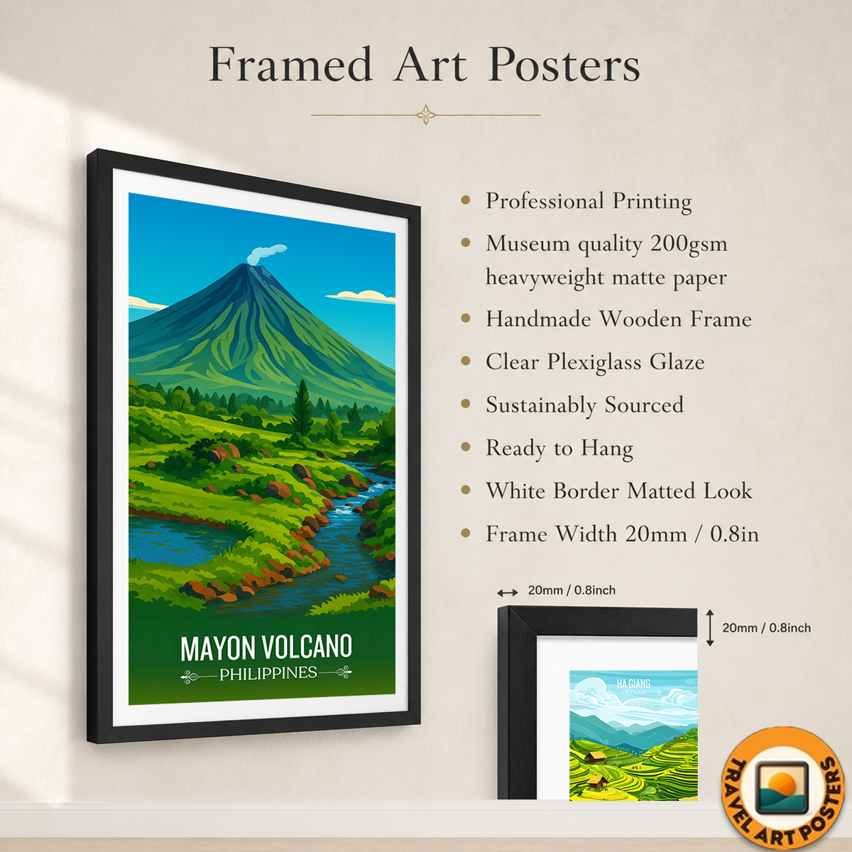 Mayon Volcano - Philippines - Travel Wall Art Deco Poster Print - Art Print - Travel Art Poster