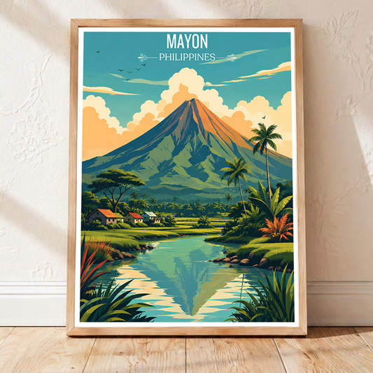 Mayon - Philippines - Travel Wall Art Deco Poster Print - Art Print - Travel Art Poster