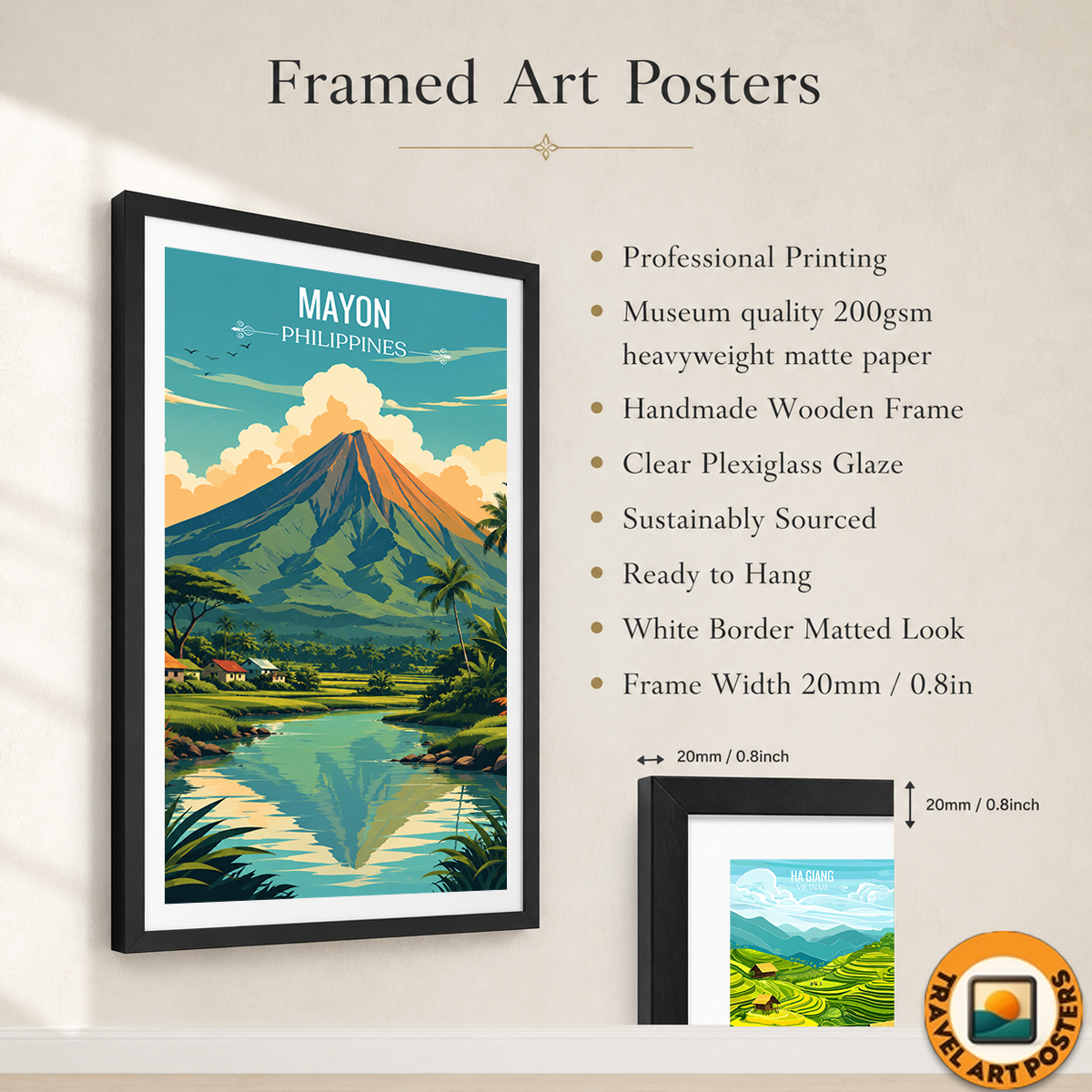 Mayon - Philippines - Travel Wall Art Deco Poster Print - Art Print - Travel Art Poster