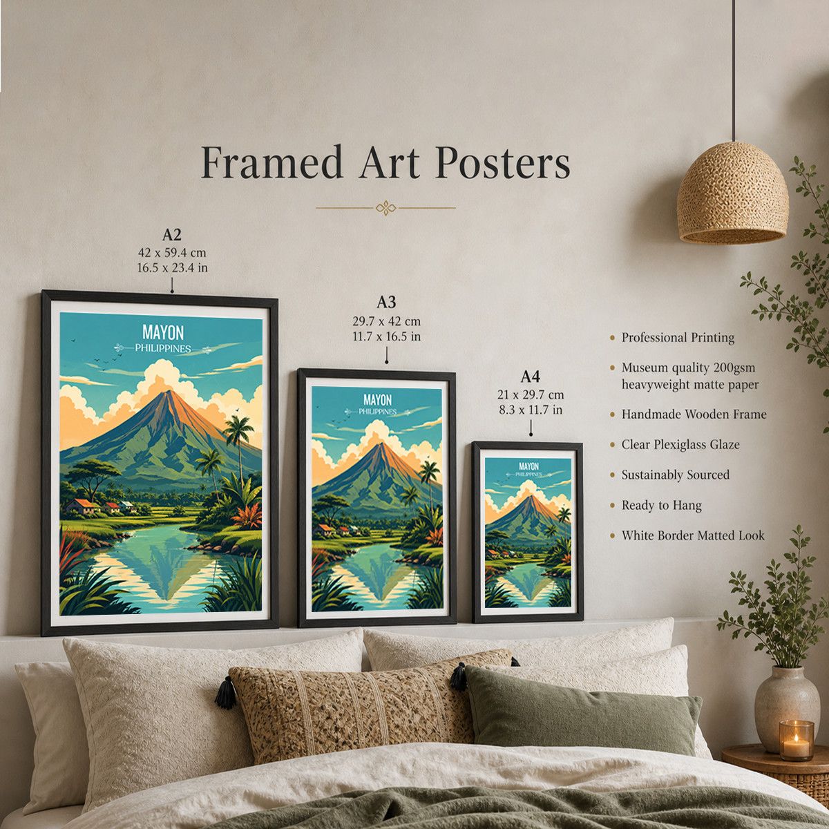 Mayon - Philippines - Travel Wall Art Deco Poster Print - Art Print - Travel Art Poster