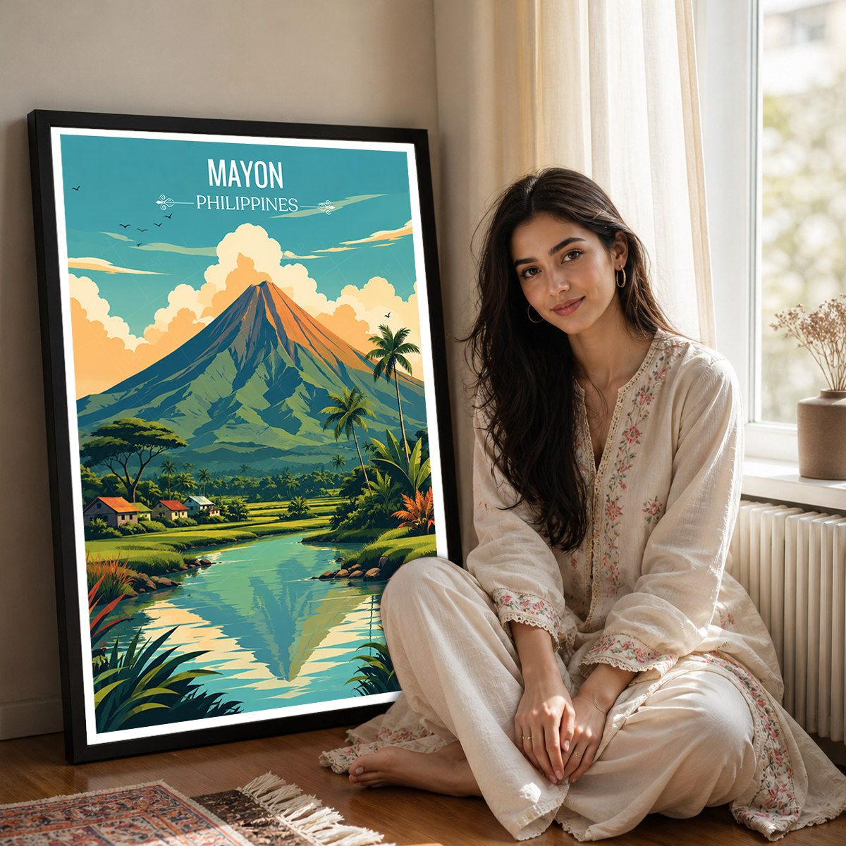 Mayon - Philippines - Travel Wall Art Deco Poster Print - Art Print - Travel Art Poster