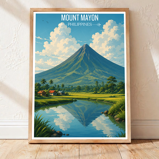 Mount Mayon - Philippines - Travel Wall Art Deco Poster Print - Art Print - Travel Art Poster