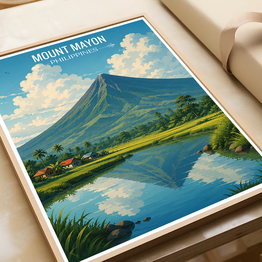 Mount Mayon - Philippines - Travel Wall Art Deco Poster Print - Art Print - Travel Art Poster