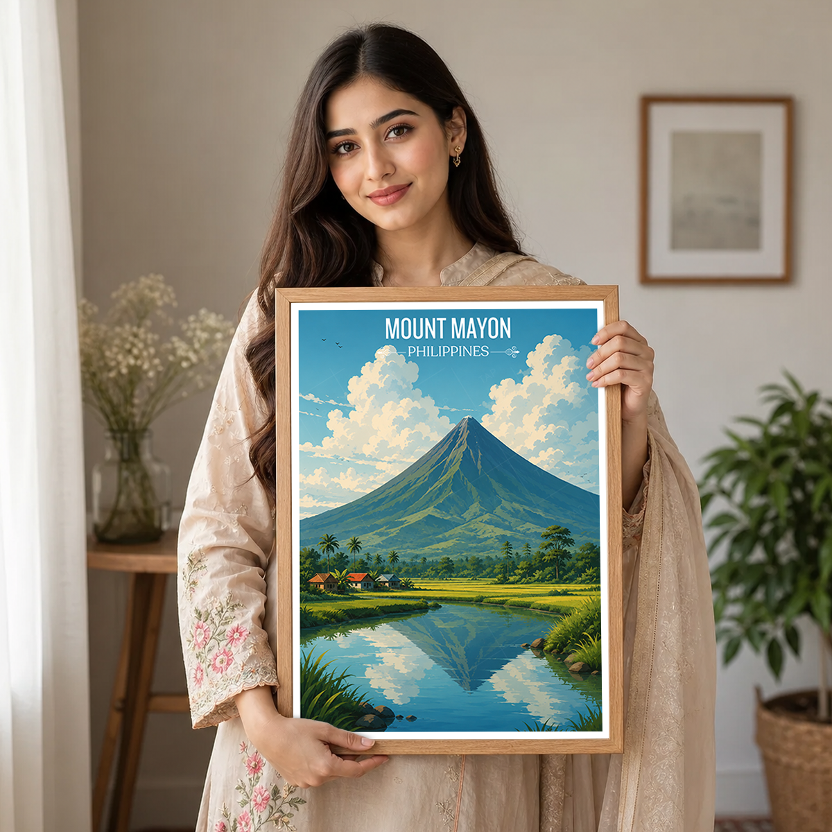 Mount Mayon - Philippines - Travel Wall Art Deco Poster Print - Art Print - Travel Art Poster