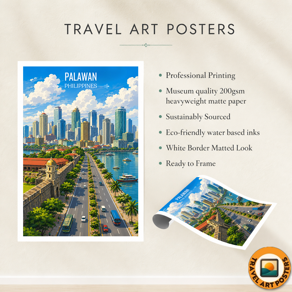 Palawan - Philippines - Travel Wall Art Deco Poster Print - Art Print - Travel Art Poster