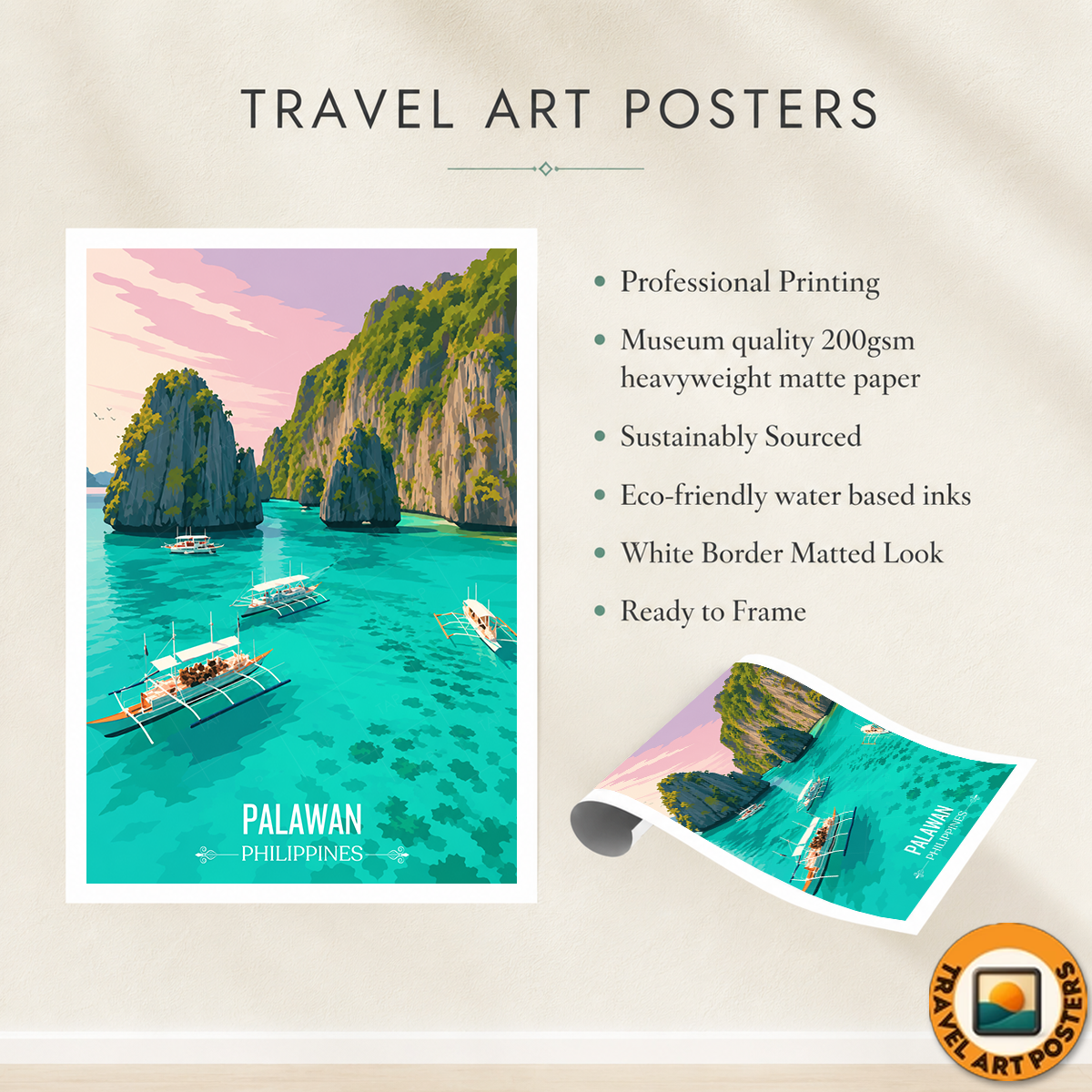 Palawan - Philippines - Travel Wall Art Deco Poster Print - Art Print - Travel Art Poster