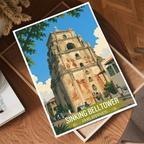 Sinking Belltower - Philippines - Travel Wall Art Deco Poster Print - Art Print - Travel Art Poster