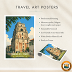 Sinking Belltower - Philippines - Travel Wall Art Deco Poster Print - Art Print - Travel Art Poster