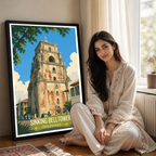 Sinking Belltower - Philippines - Travel Wall Art Deco Poster Print - Art Print - Travel Art Poster