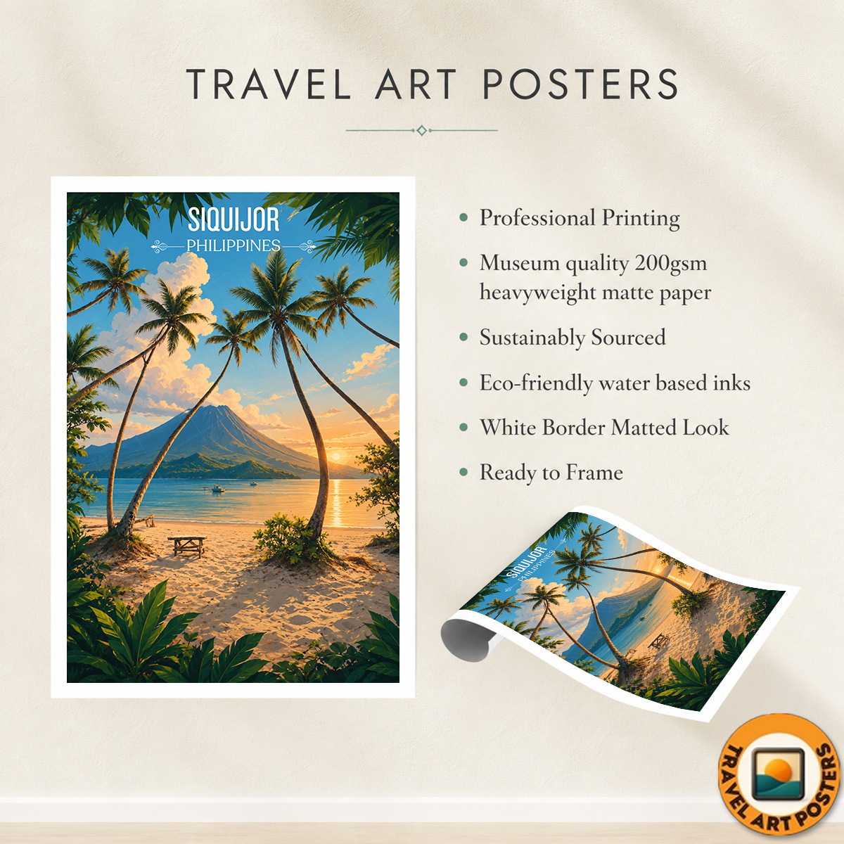 Siquijor - Philippines - Travel Wall Art Deco Poster Print - Art Print - Travel Art Poster