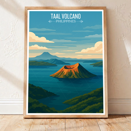 Taal Volcano - Philippines - Travel Wall Art Deco Poster Print - Art Print - Travel Art Poster