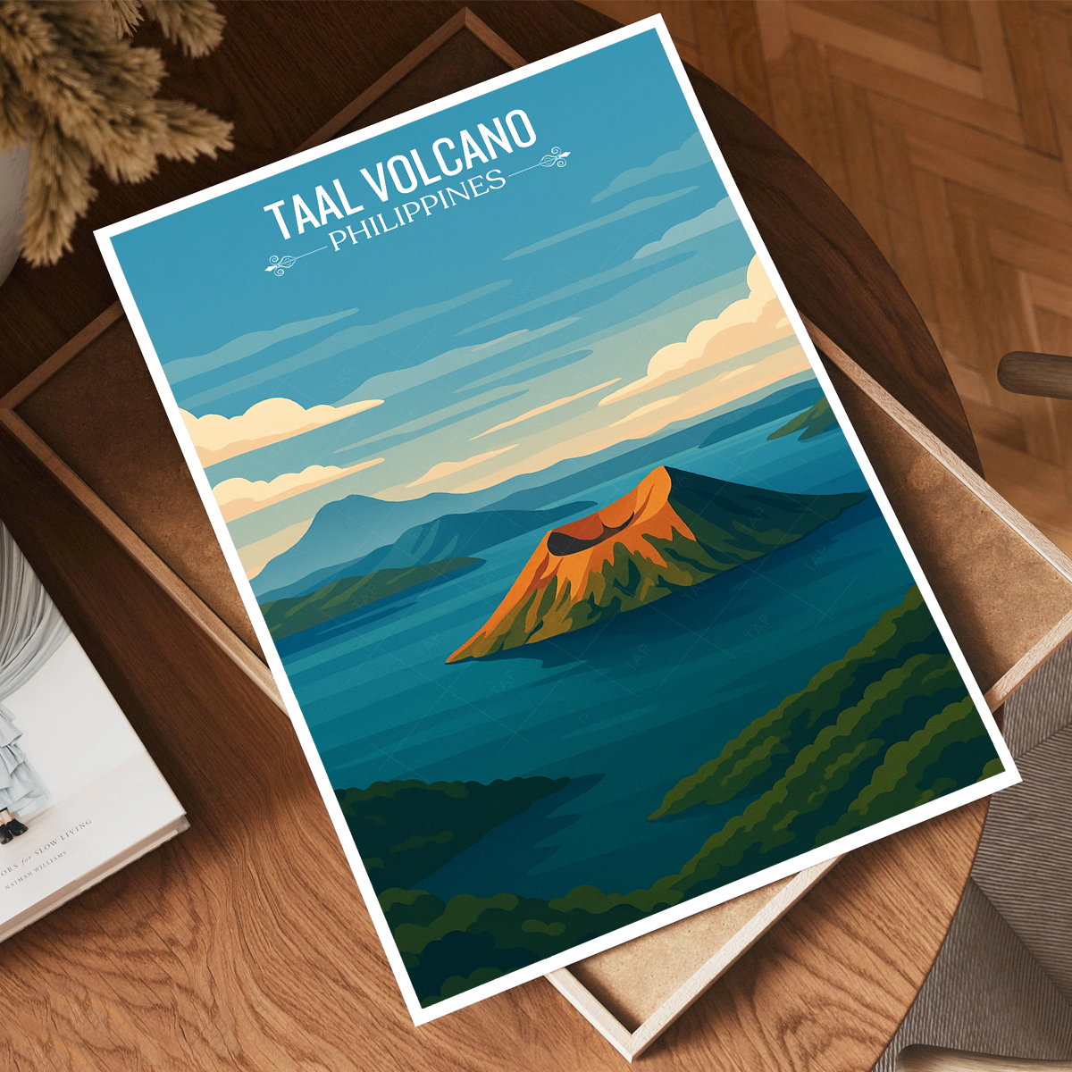 Taal Volcano - Philippines - Travel Wall Art Deco Poster Print - Art Print - Travel Art Poster