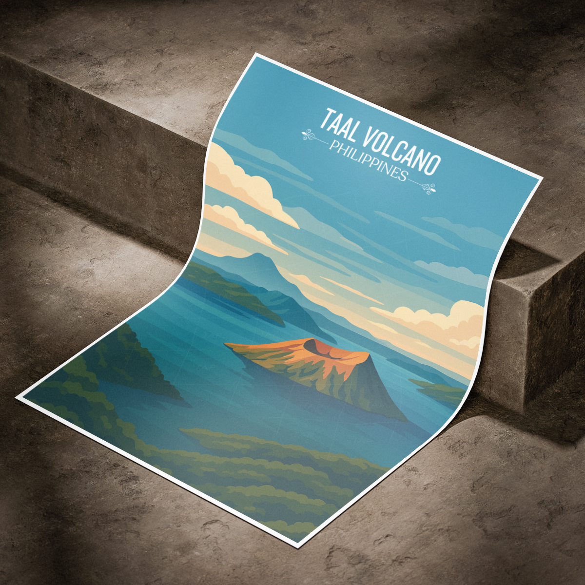 Taal Volcano - Philippines - Travel Wall Art Deco Poster Print - Art Print - Travel Art Poster