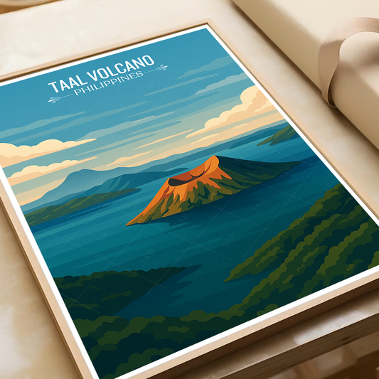 Taal Volcano - Philippines - Travel Wall Art Deco Poster Print - Art Print - Travel Art Poster