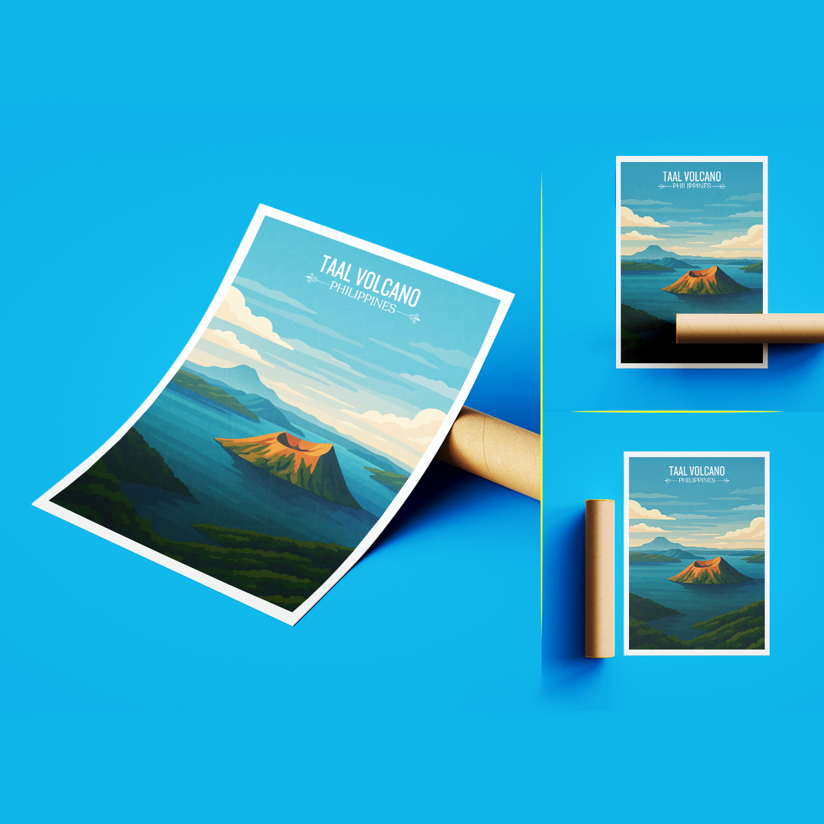Taal Volcano - Philippines - Travel Wall Art Deco Poster Print - Art Print - Travel Art Poster