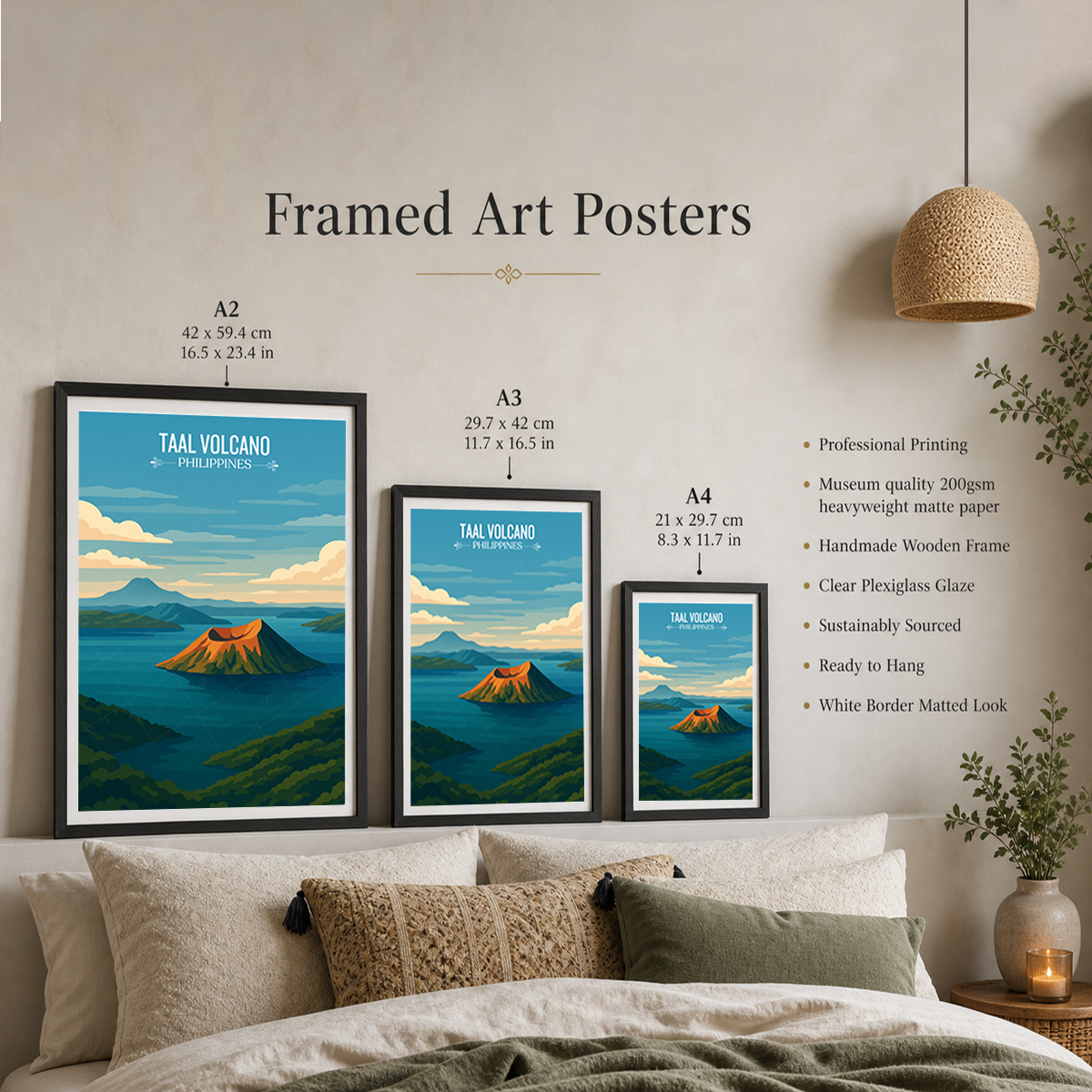 Taal Volcano - Philippines - Travel Wall Art Deco Poster Print - Art Print - Travel Art Poster