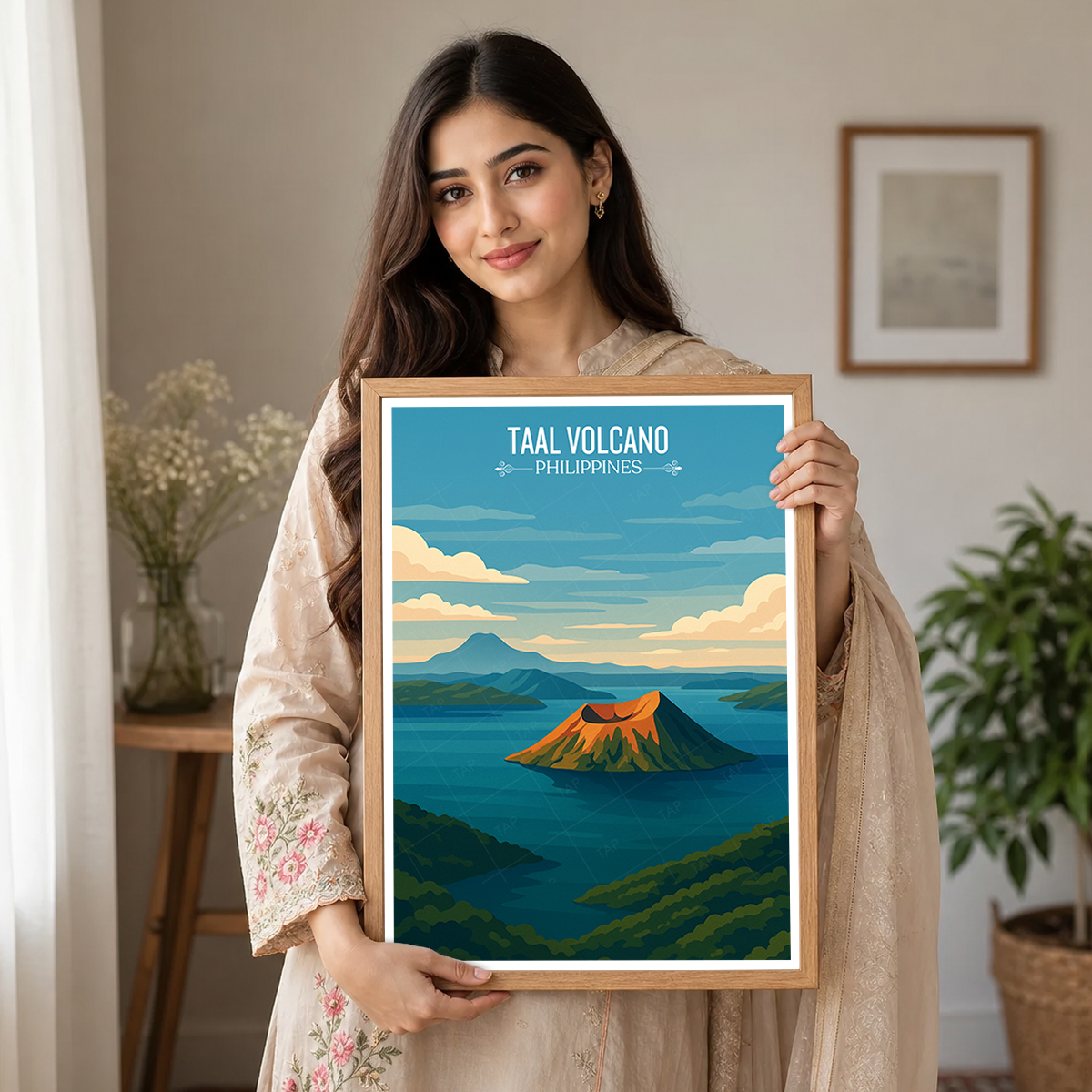 Taal Volcano - Philippines - Travel Wall Art Deco Poster Print - Art Print - Travel Art Poster