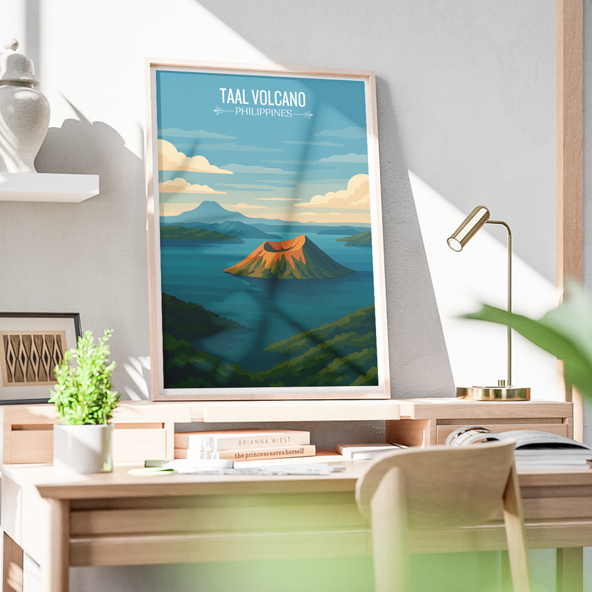 Taal Volcano - Philippines - Travel Wall Art Deco Poster Print - Art Print - Travel Art Poster