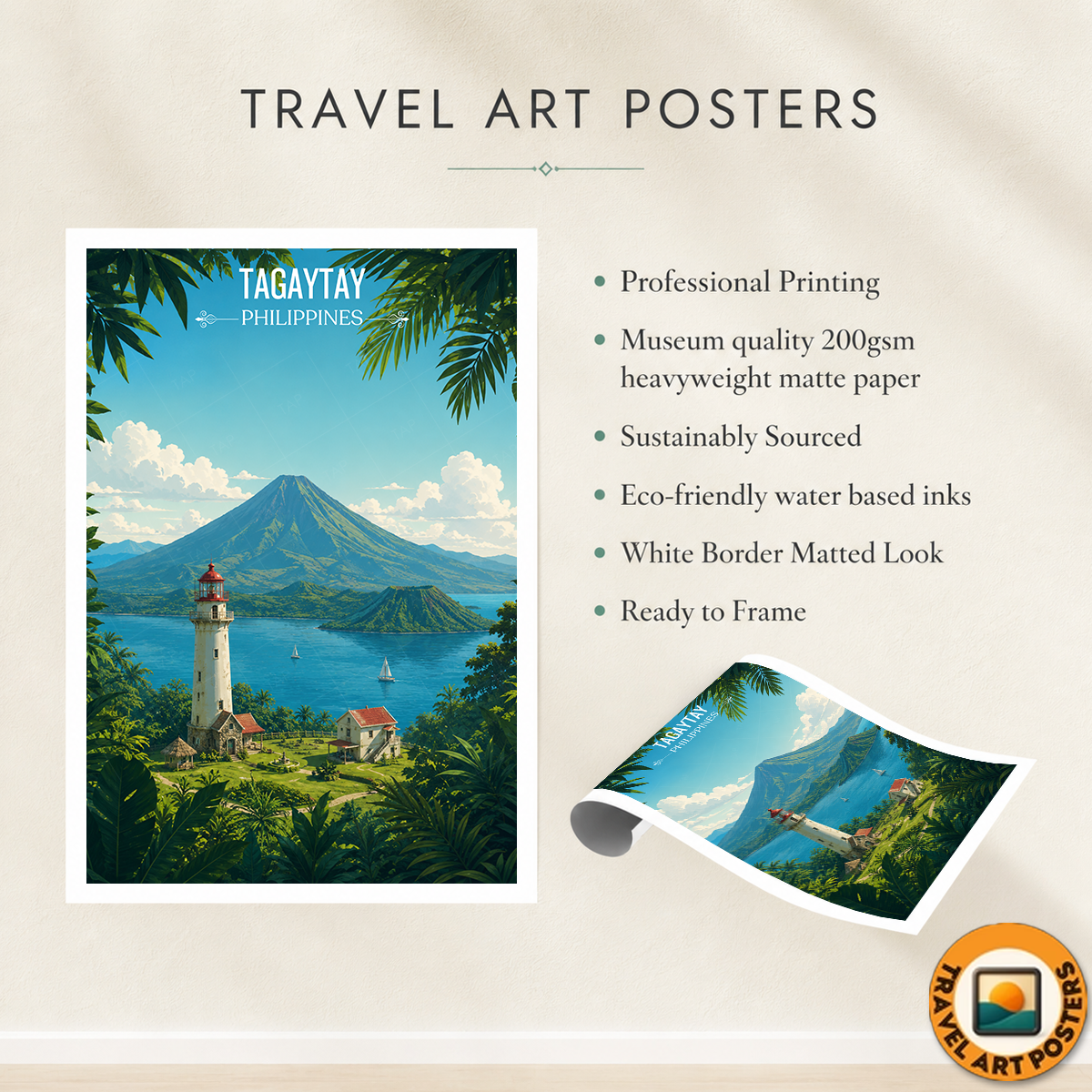 Tagaytay - Philippines - Travel Wall Art Deco Poster Print - Art Print - Travel Art Poster