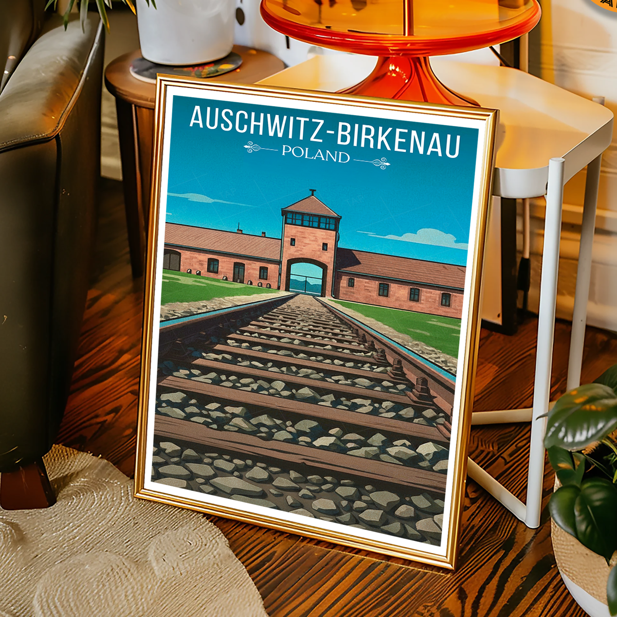 Auschwitz - Poland - Travel Poster Vintage Style Wall Art Print