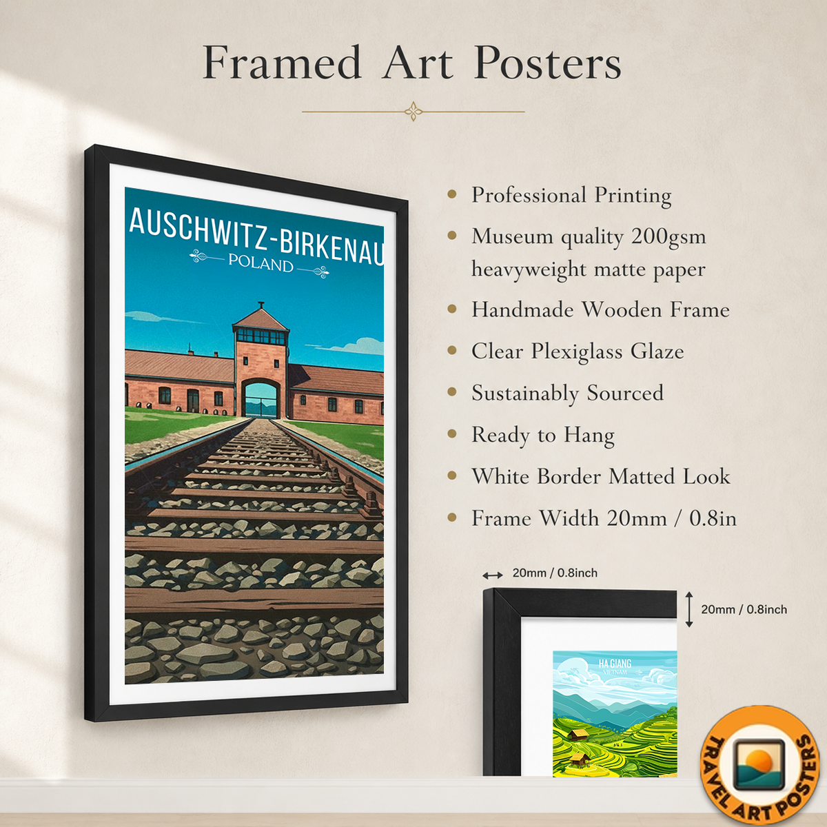 Auschwitz - Poland - Travel Poster Vintage Style Wall Art Print