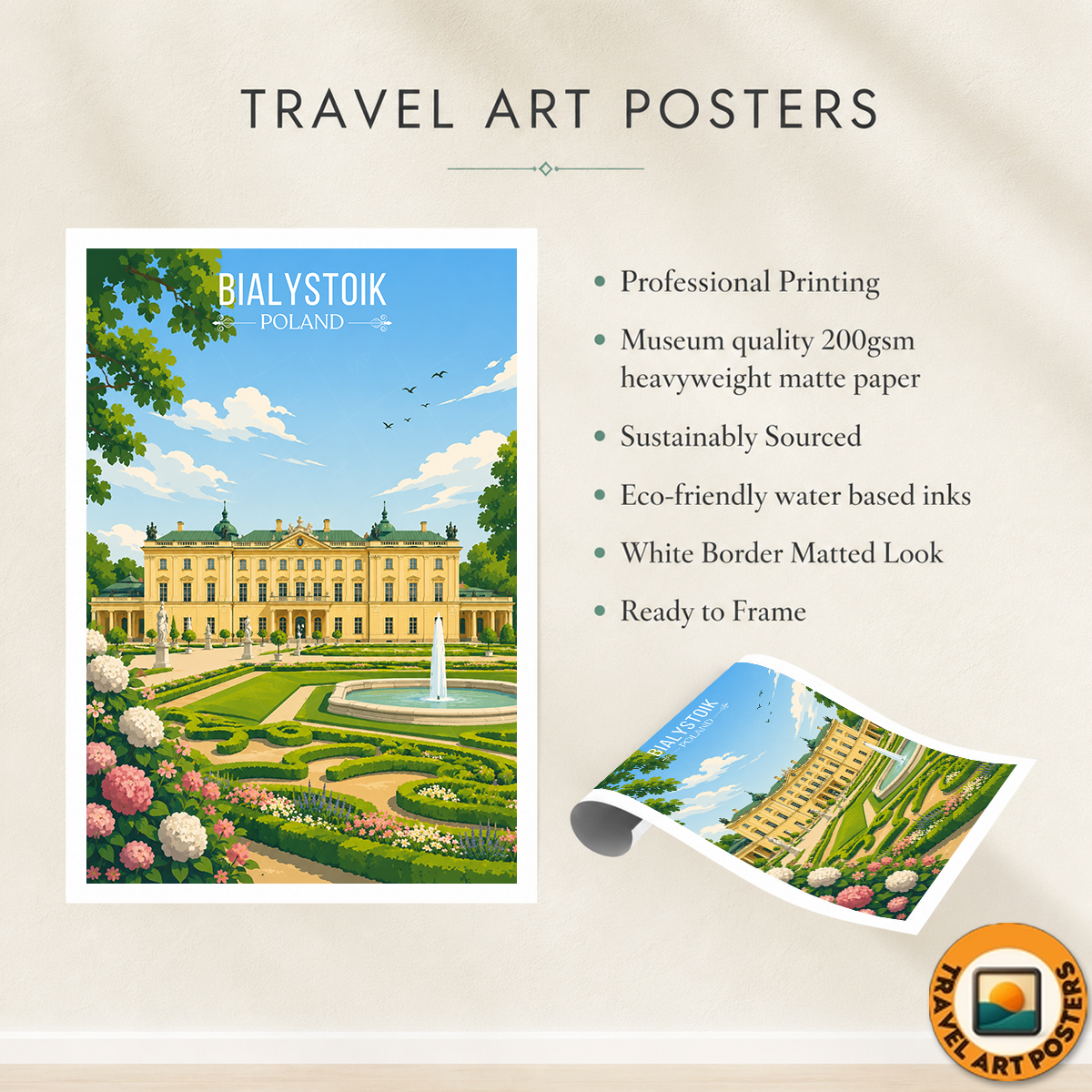Bialystok - Poland - Travel Poster Vintage Style Wall Art Print