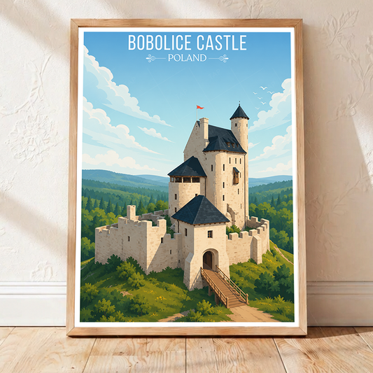 Bobolice Castle - Poland - Travel Poster Vintage Style Wall Art Print - Art Print - Travel Art Poster