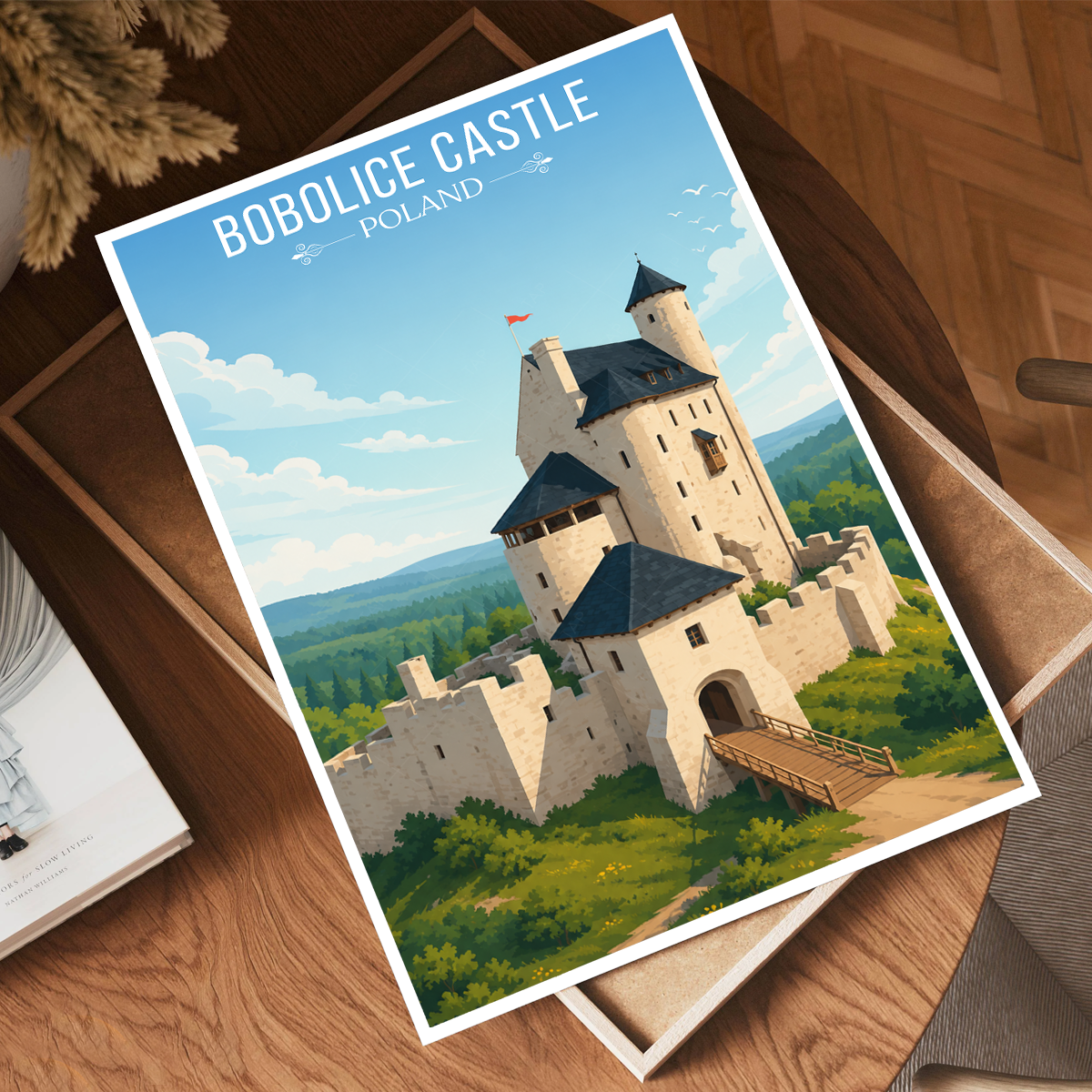 Bobolice Castle - Poland - Travel Poster Vintage Style Wall Art Print - Art Print - Travel Art Poster