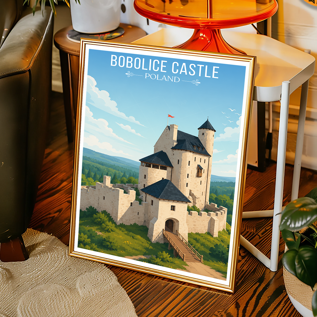 Bobolice Castle - Poland - Travel Poster Vintage Style Wall Art Print - Art Print - Travel Art Poster