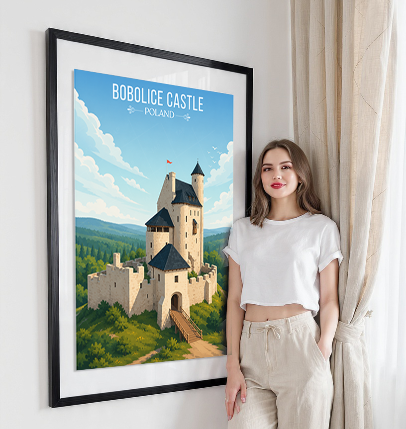 Bobolice Castle - Poland - Travel Poster Vintage Style Wall Art Print - Art Print - Travel Art Poster