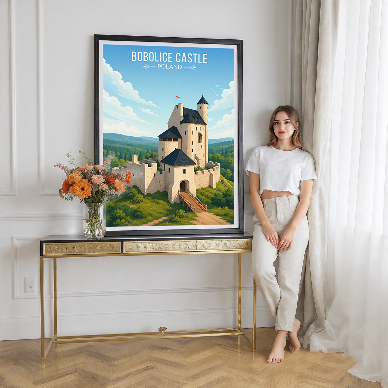 Bobolice Castle - Poland - Travel Poster Vintage Style Wall Art Print - Art Print - Travel Art Poster