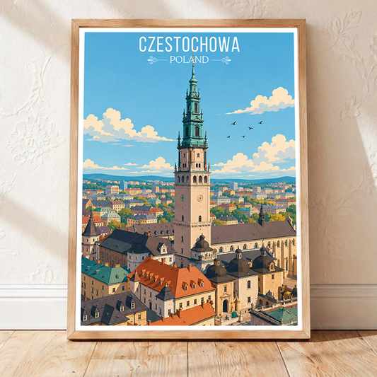Czestochowa - Poland - Travel Poster Vintage Style Wall Art Print - Art Print - Travel Art Poster