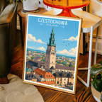 Czestochowa - Poland - Travel Poster Vintage Style Wall Art Print