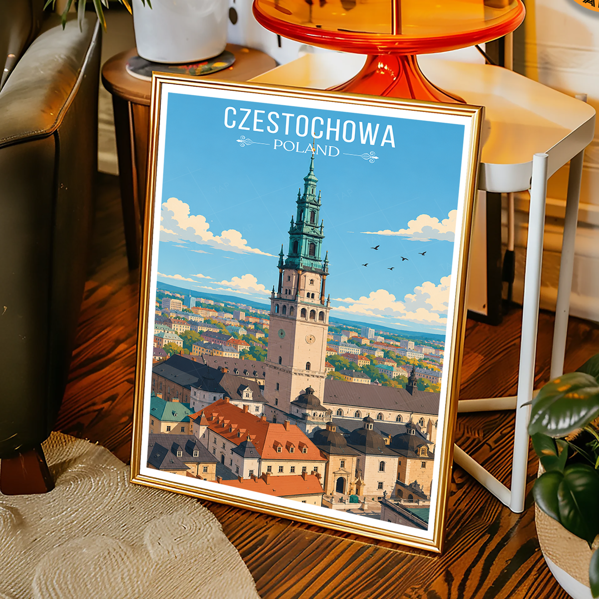 Czestochowa - Poland - Travel Poster Vintage Style Wall Art Print