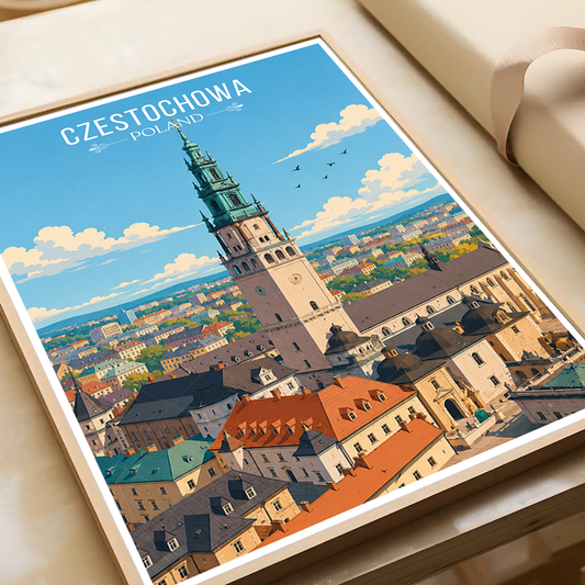Czestochowa - Poland - Travel Poster Vintage Style Wall Art Print - Art Print - Travel Art Poster