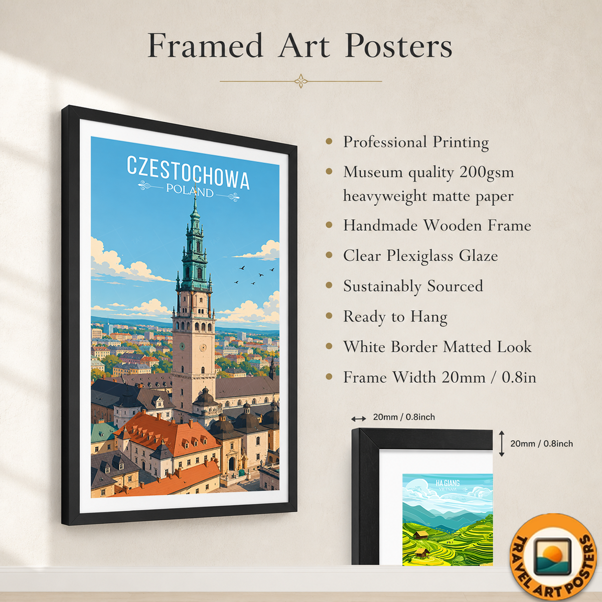 Czestochowa - Poland - Travel Poster Vintage Style Wall Art Print