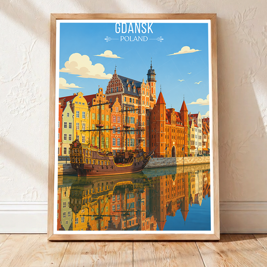 Gdansk - Poland - Travel Poster Vintage Style Wall Art Print - Art Print - Travel Art Poster