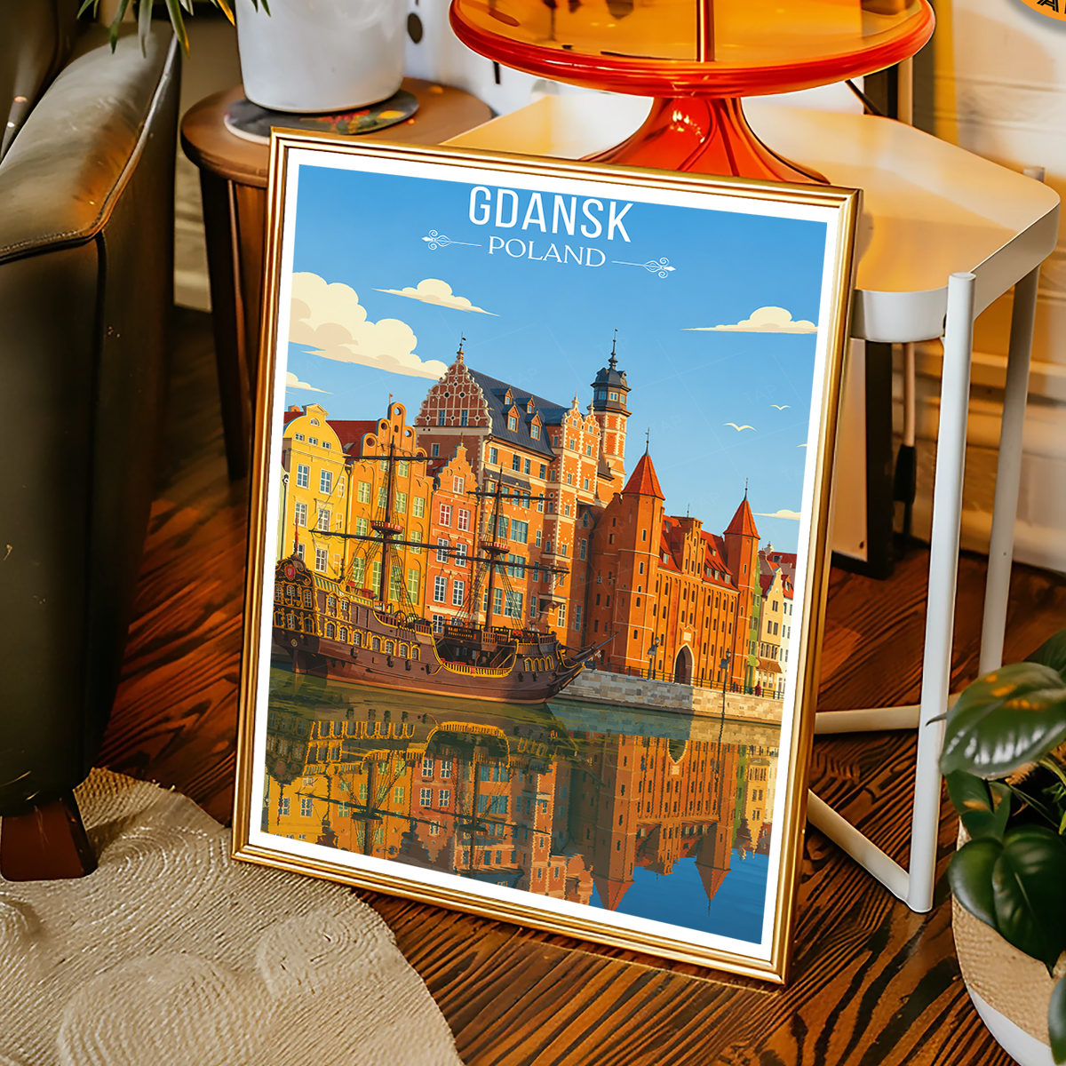 Gdansk - Poland - Travel Poster Vintage Style Wall Art Print - Art Print - Travel Art Poster