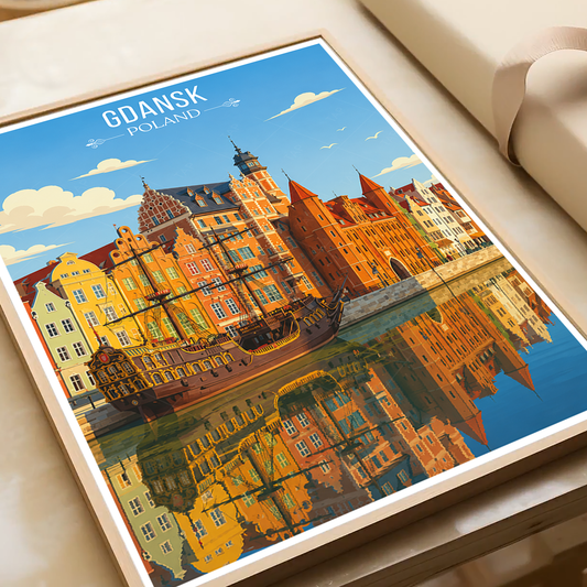 Gdansk - Poland - Travel Poster Vintage Style Wall Art Print - Art Print - Travel Art Poster
