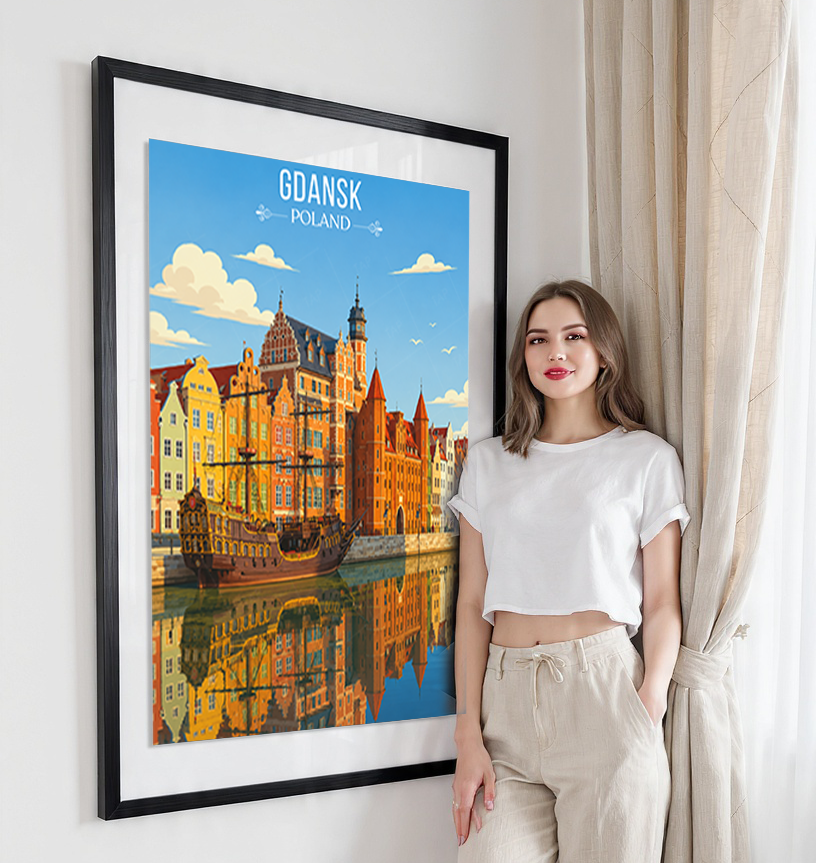 Gdansk - Poland - Travel Poster Vintage Style Wall Art Print - Art Print - Travel Art Poster