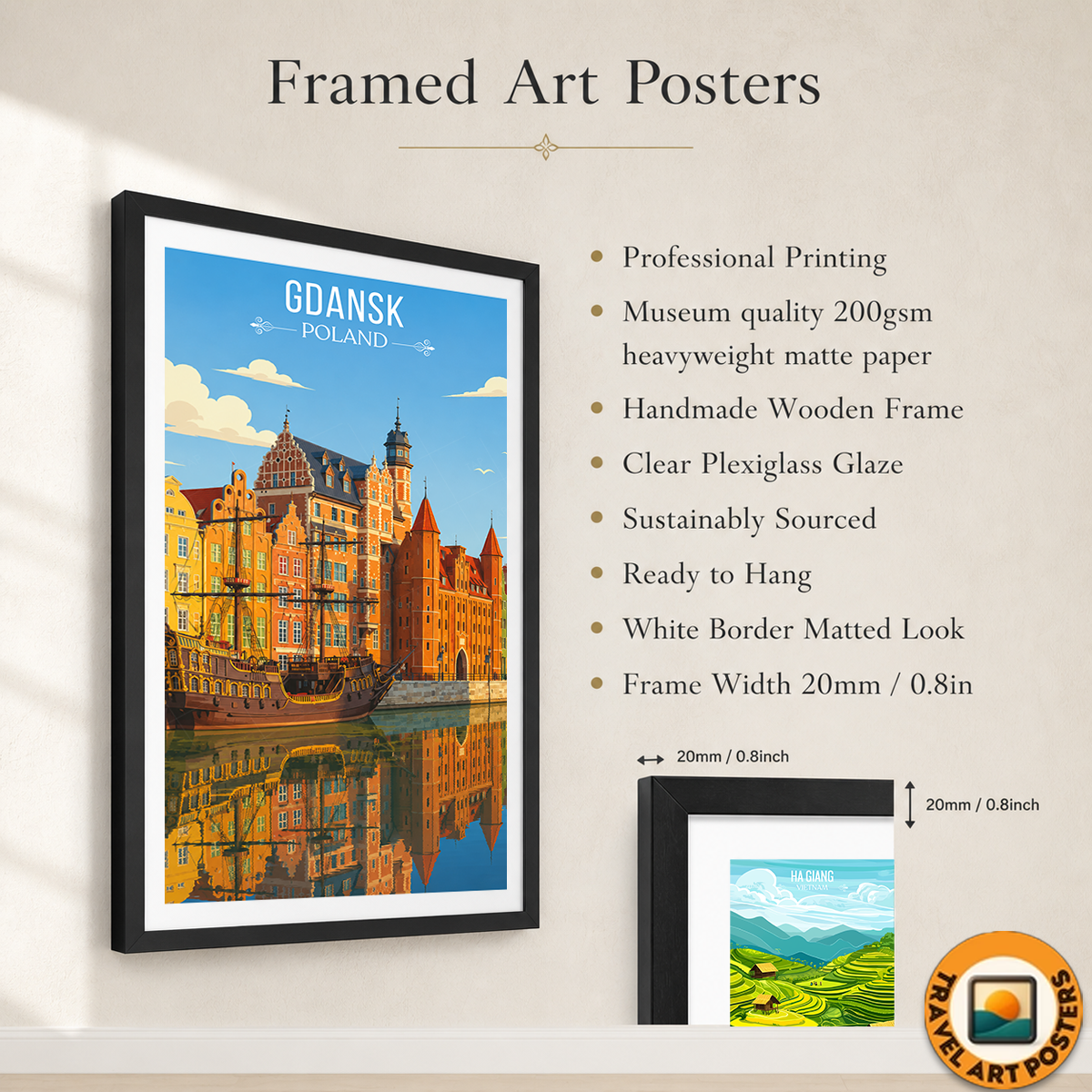 Gdansk - Poland - Travel Poster Vintage Style Wall Art Print - Art Print - Travel Art Poster